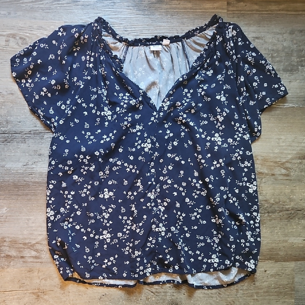 GAP Navy Blue Floral Blouse XL